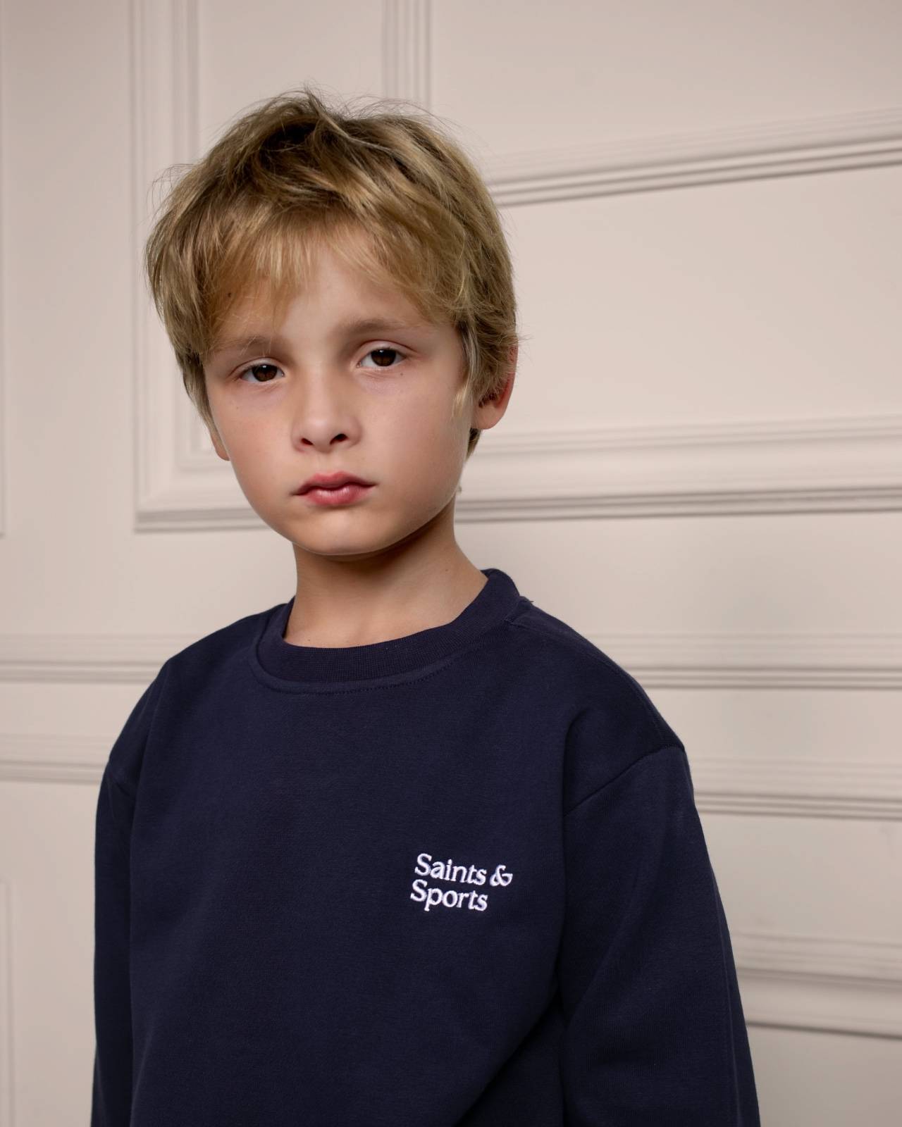 SaintsWeight™ 450 Junior Classic Sweatshirt Navy Blue (Model 2) - Saints & Sports