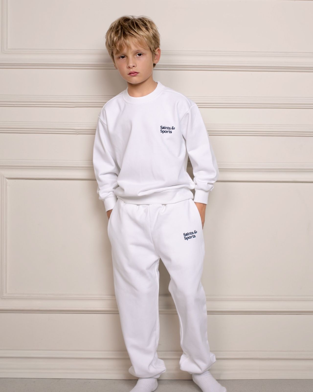SaintsWeight™ 450 Junior Classic Sweatshirt Porcelain White (Model 3) - Saints & Sports