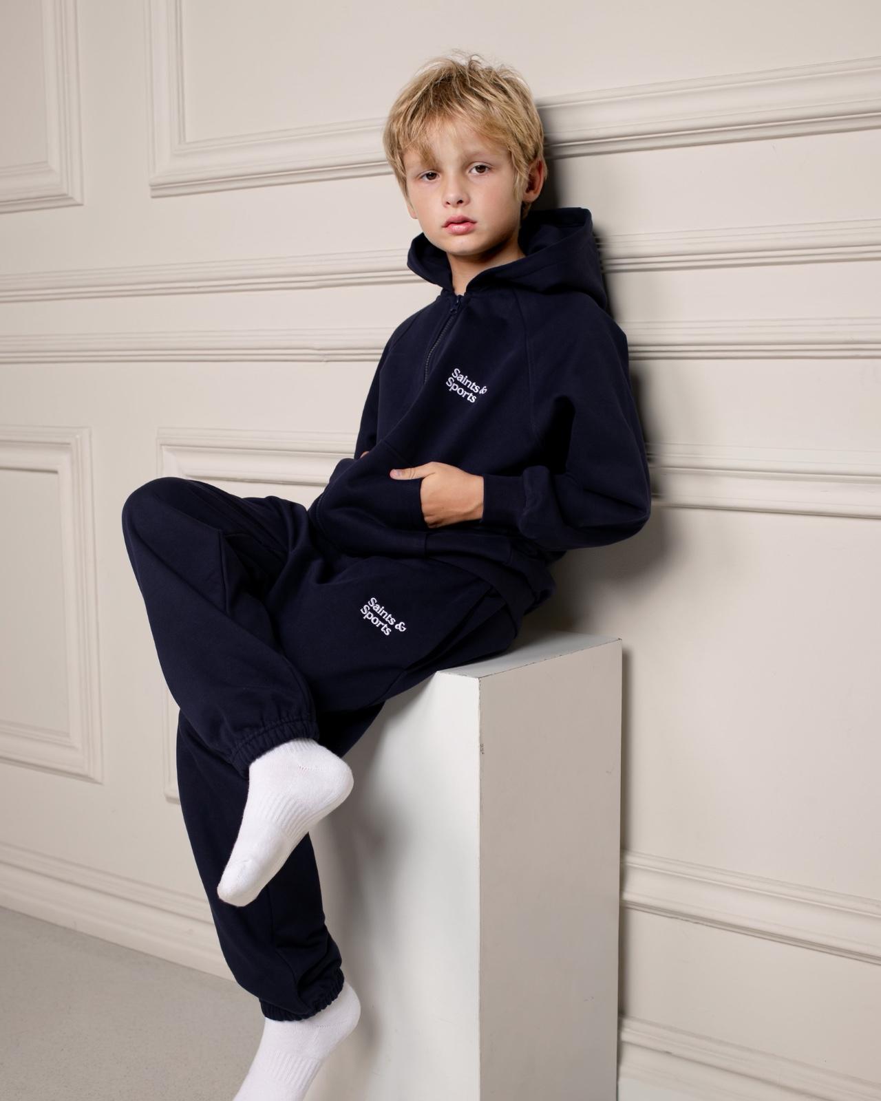 SaintsWeight™ 450 Junior Hoodie Navy Blue (Model 2) - Saints & Sports