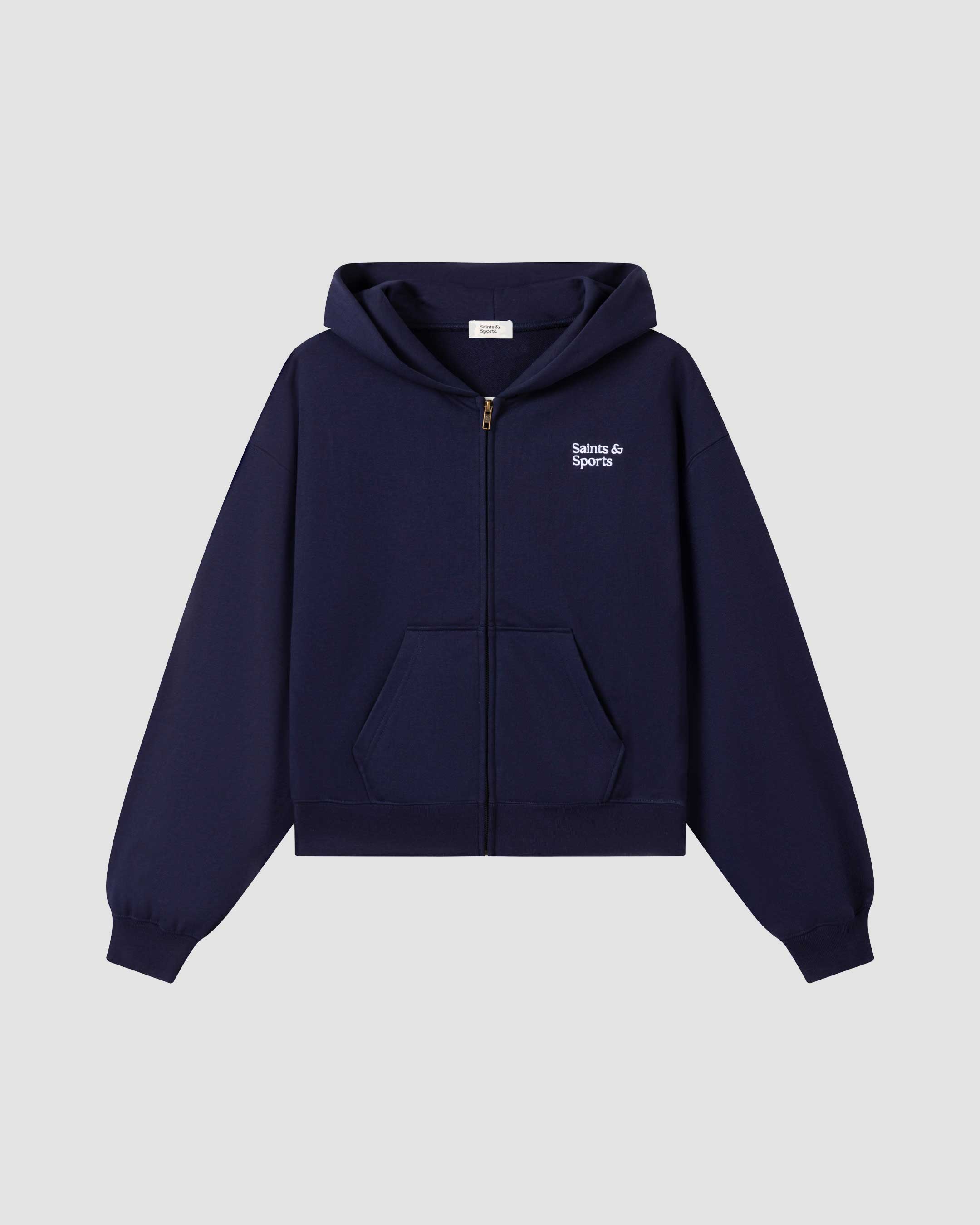 SaintsWeight™ 450 Full Zip Hoodie Navy Blue (Product) Front - Saints & Sports