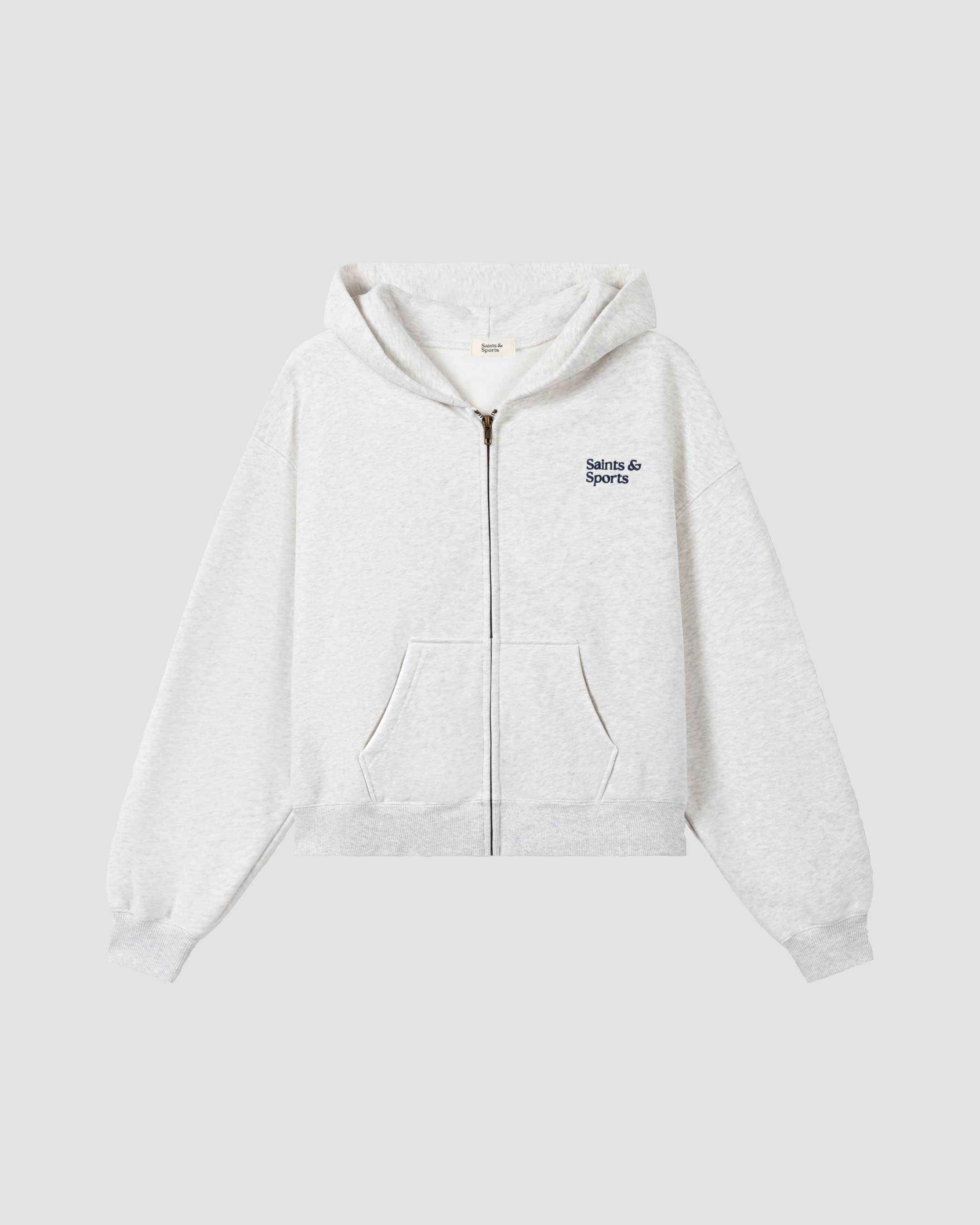 SaintsWeight™ 450 Full Zip Hoodie Heather Grey (Product) Front - Saints & Sports