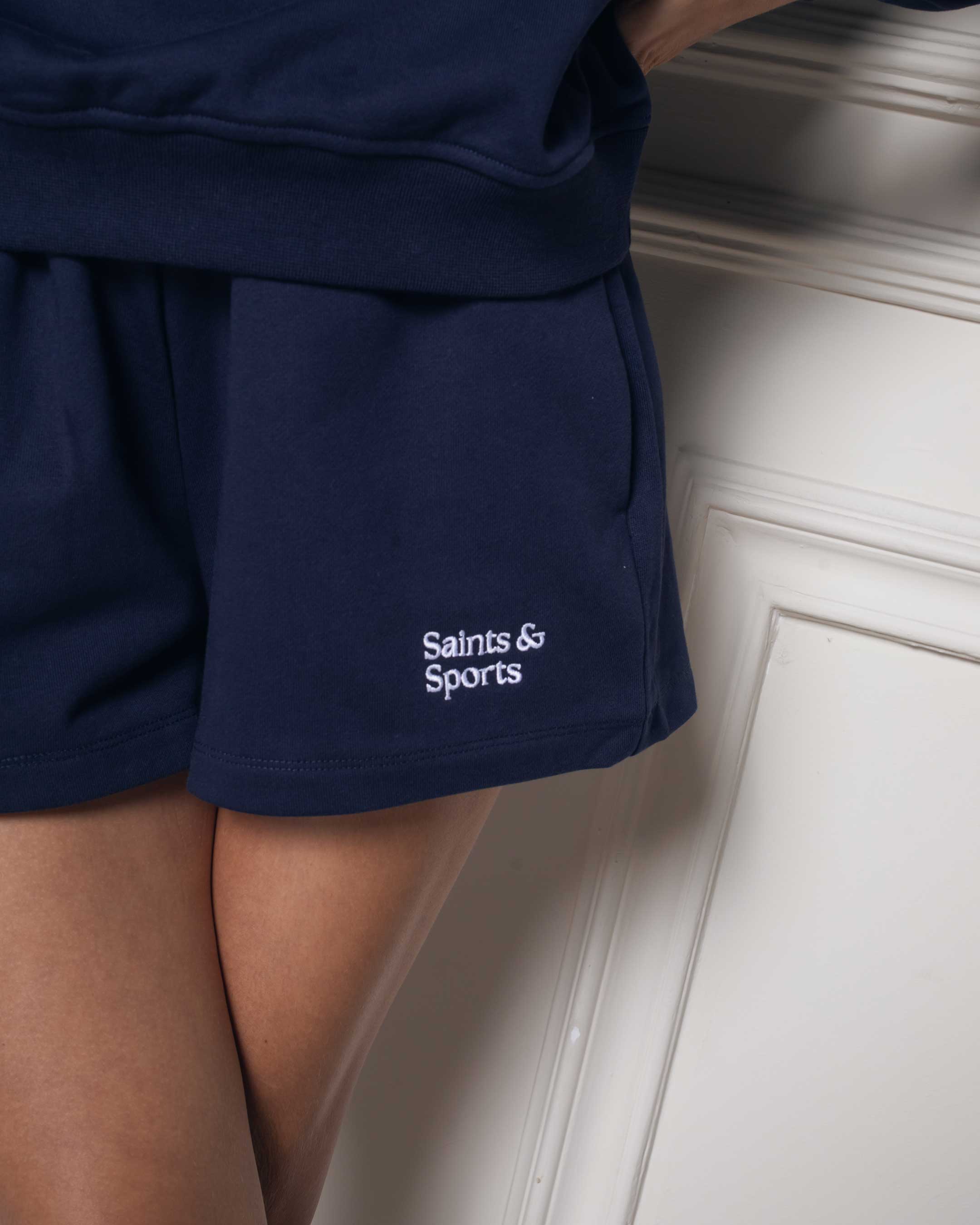 SaintsWeight™ 450 Lounge Shorts Navy Blue (Model) - Saints & Sports