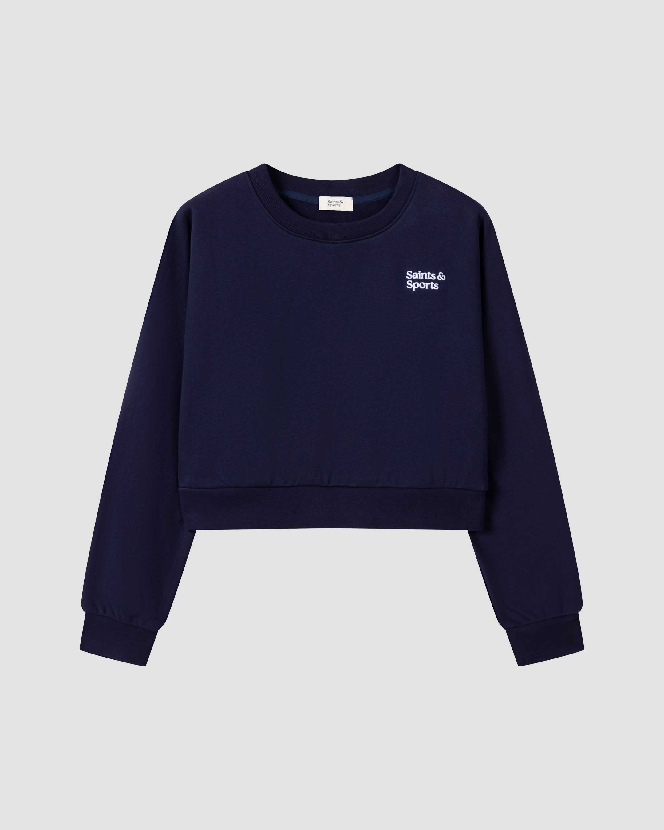 Saintsweight 450 Cropped Sweater Navy Blue (Product) Front - Saints & Sports