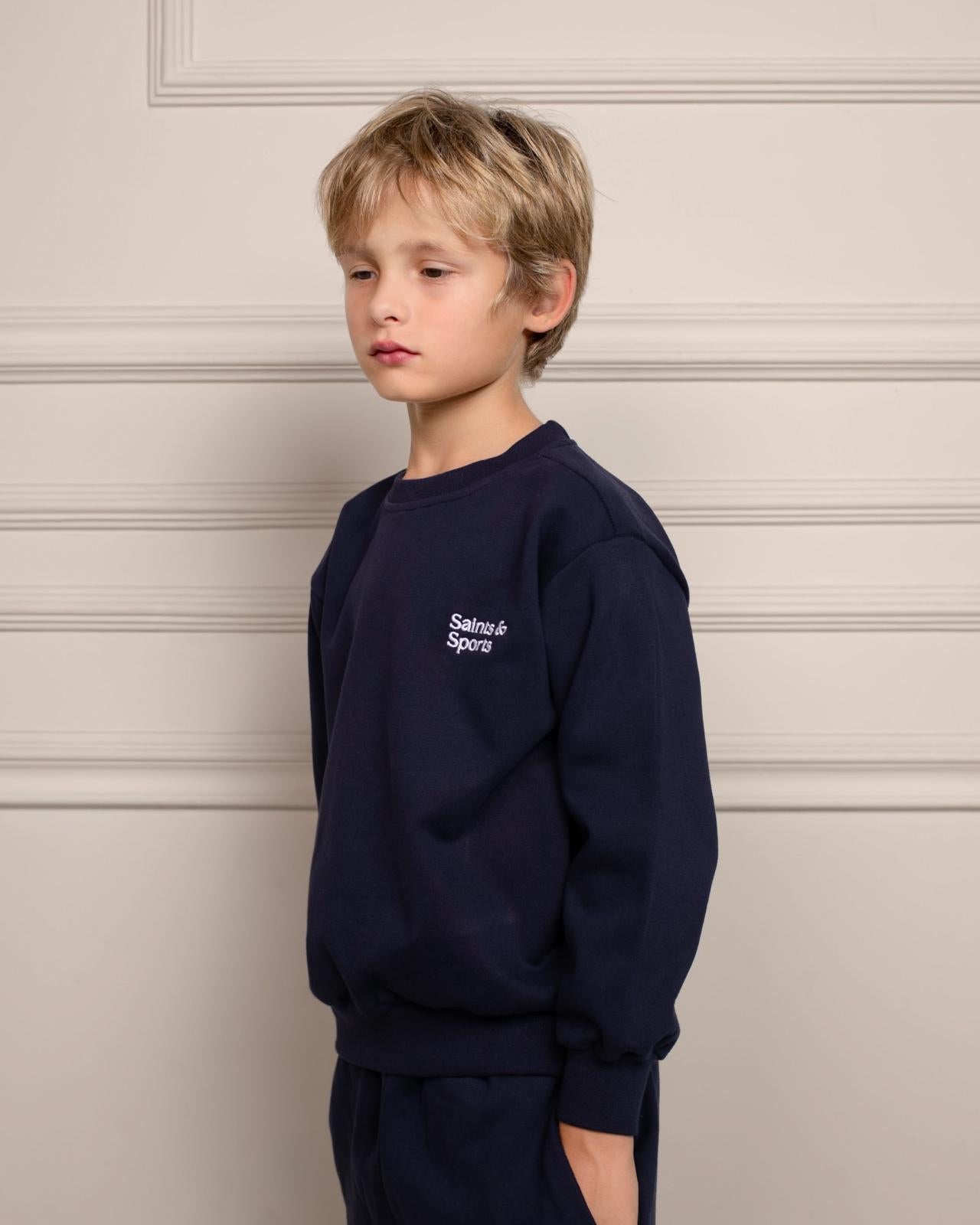 SaintsWeight™ 450 Junior Classic Sweatshirt Navy Blue (Model 1) - Saints & Sports
