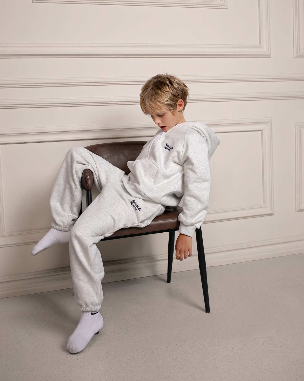 SaintsWeight™ 450 Junior Hoodie Grey (Model 1) - Saints & Sports