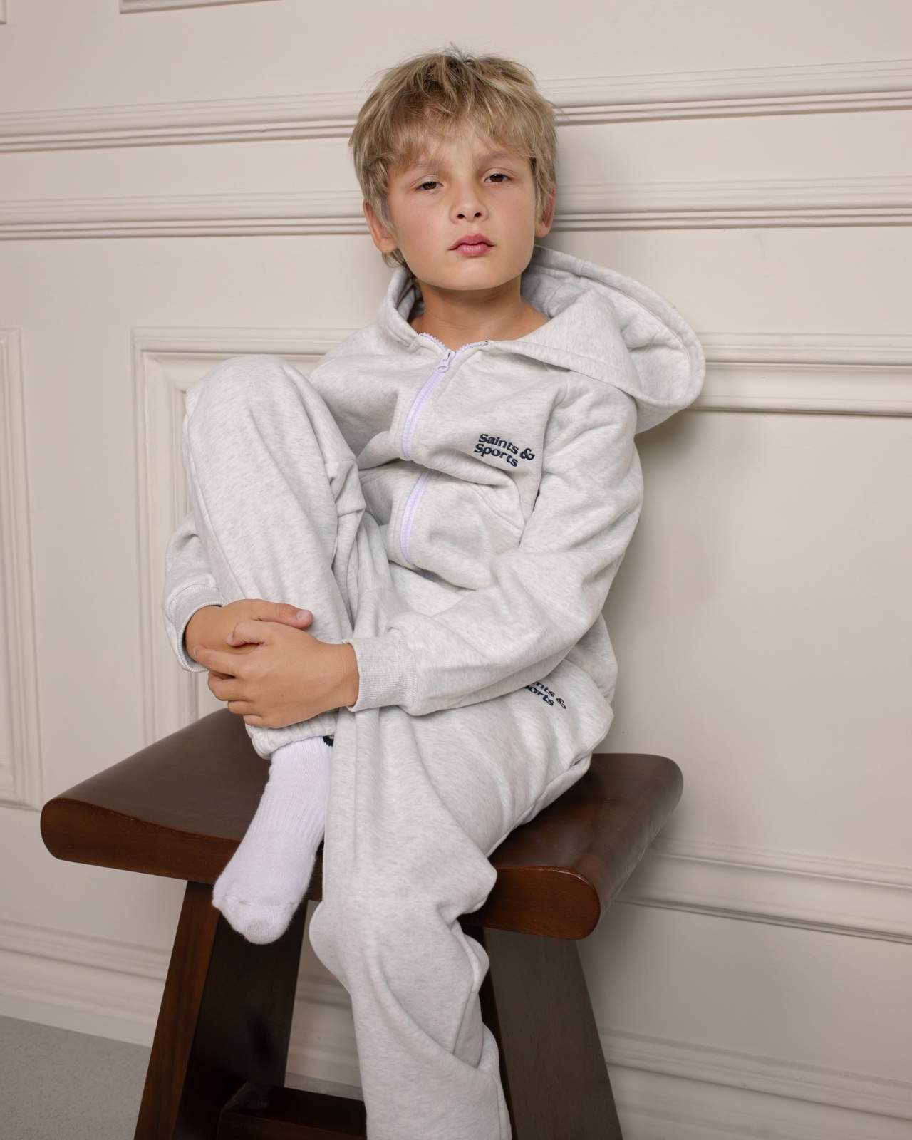 SaintsWeight™ 450 Junior Hoodie Grey (Model 2) - Saints & Sports