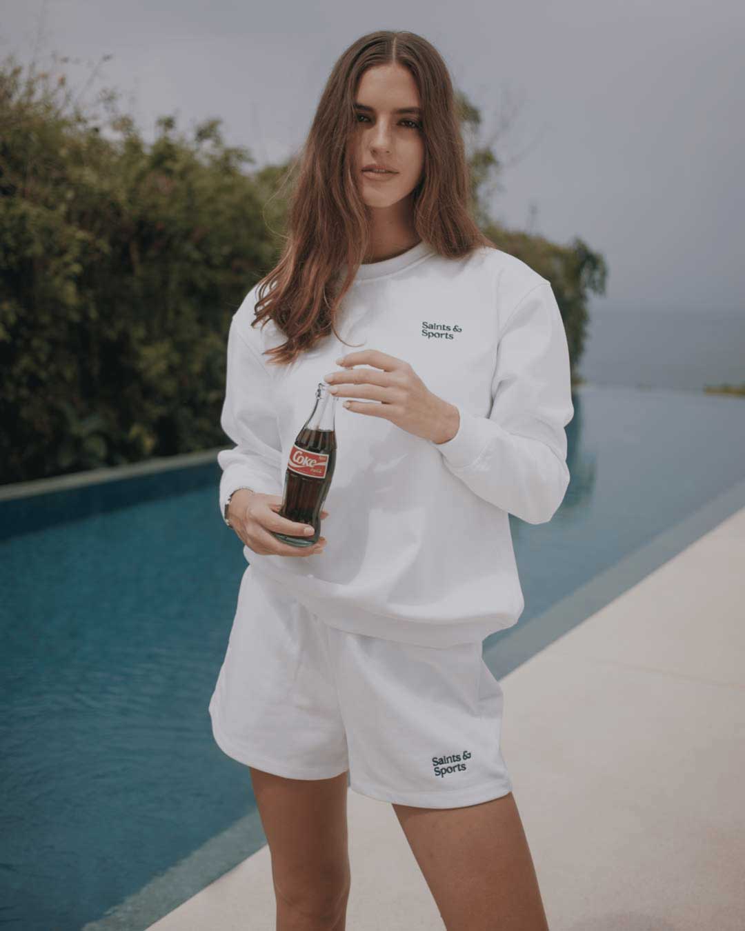 SaintsWeight™ 450 Classic Sweatshirt White (Model) - Saints & Sports