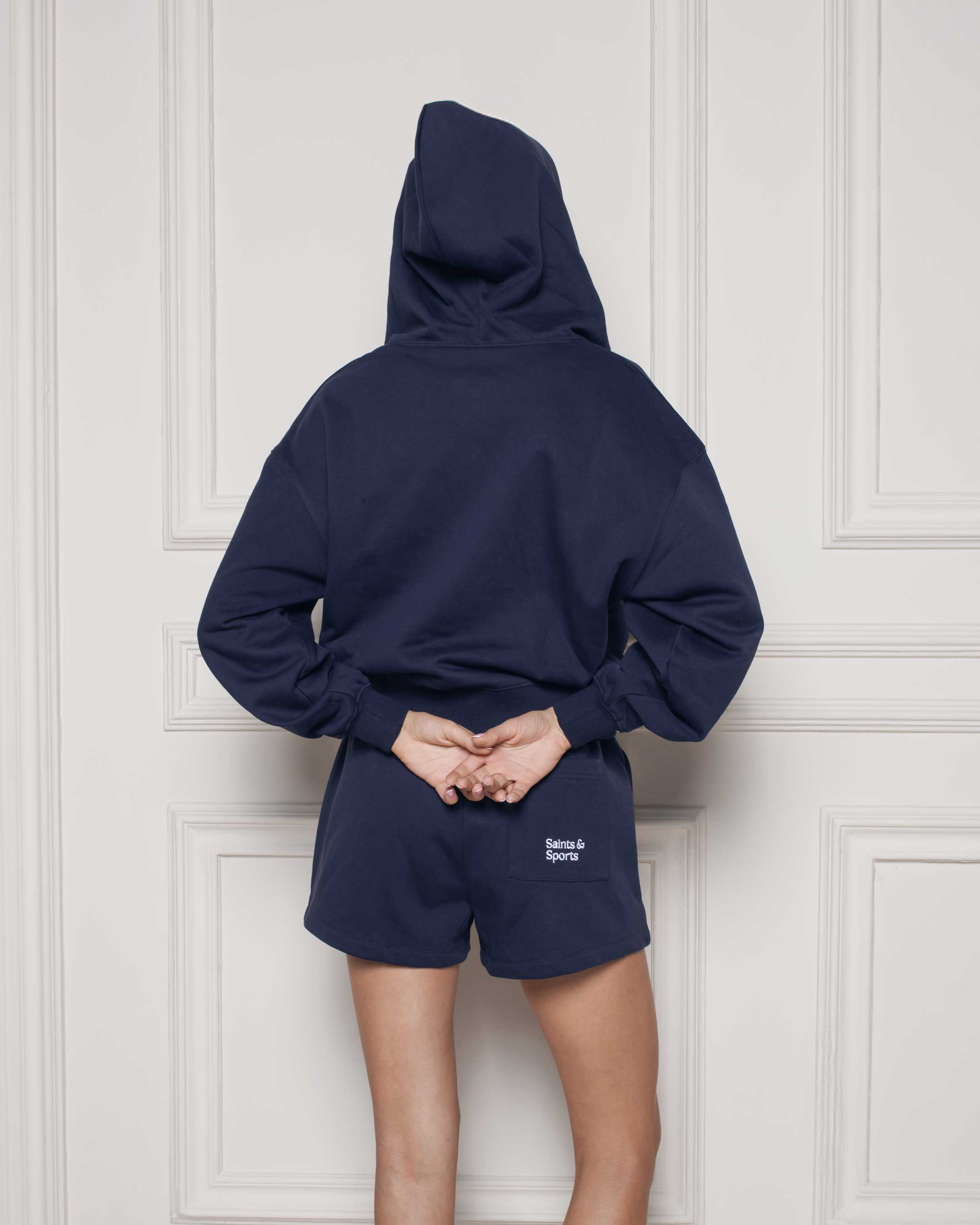 SaintsWeight™ 450 Full Zip Hoodie Navy Blue (Model) 4 - Saints & Sports