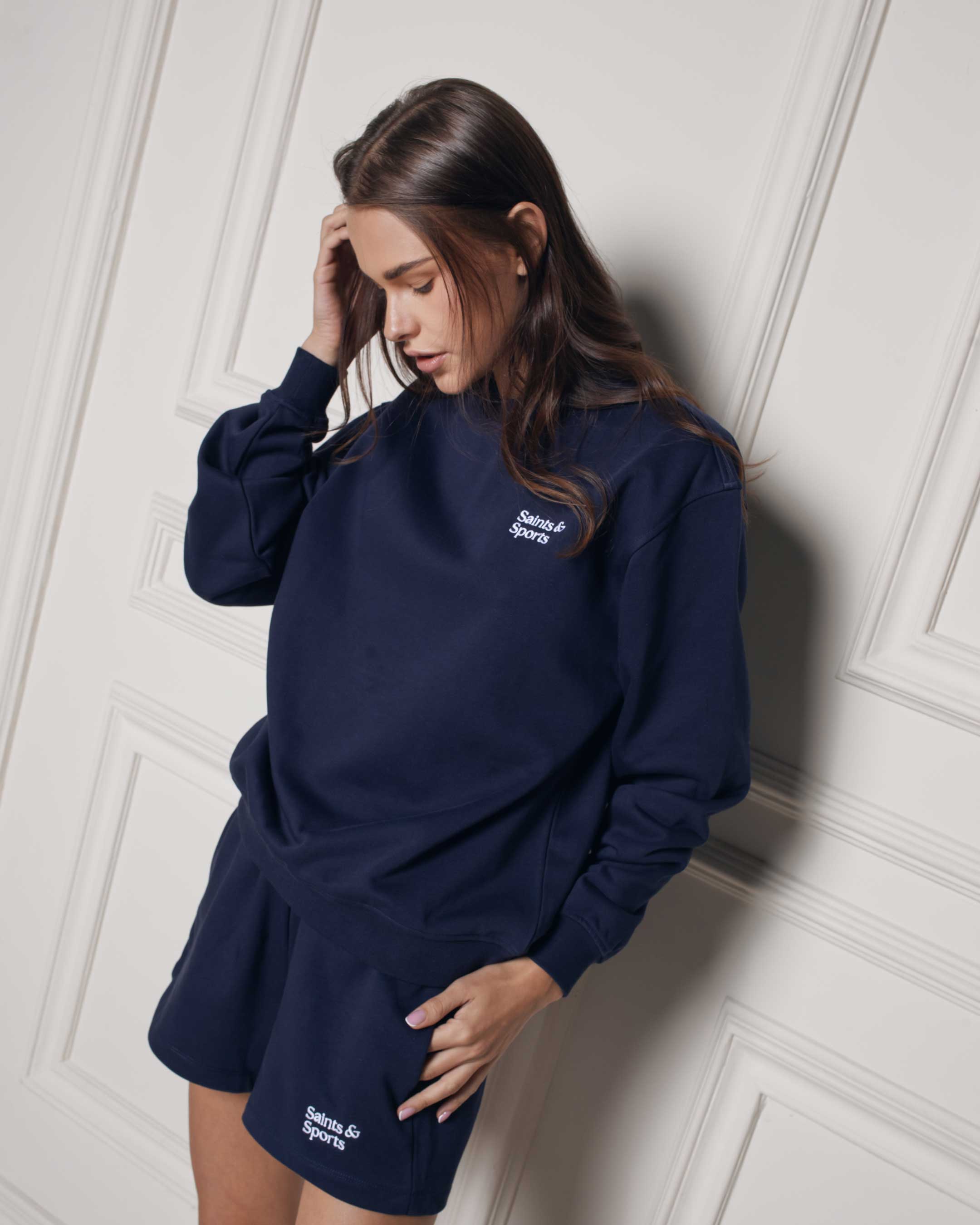 SaintsWeight™ 450 Lounge Shorts Navy Blue (Model) - Saints & Sports