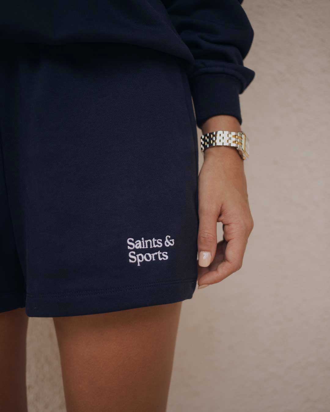 SaintsWeight™ 450 Lounge Shorts Navy Blue (Model) - Saints & Sports