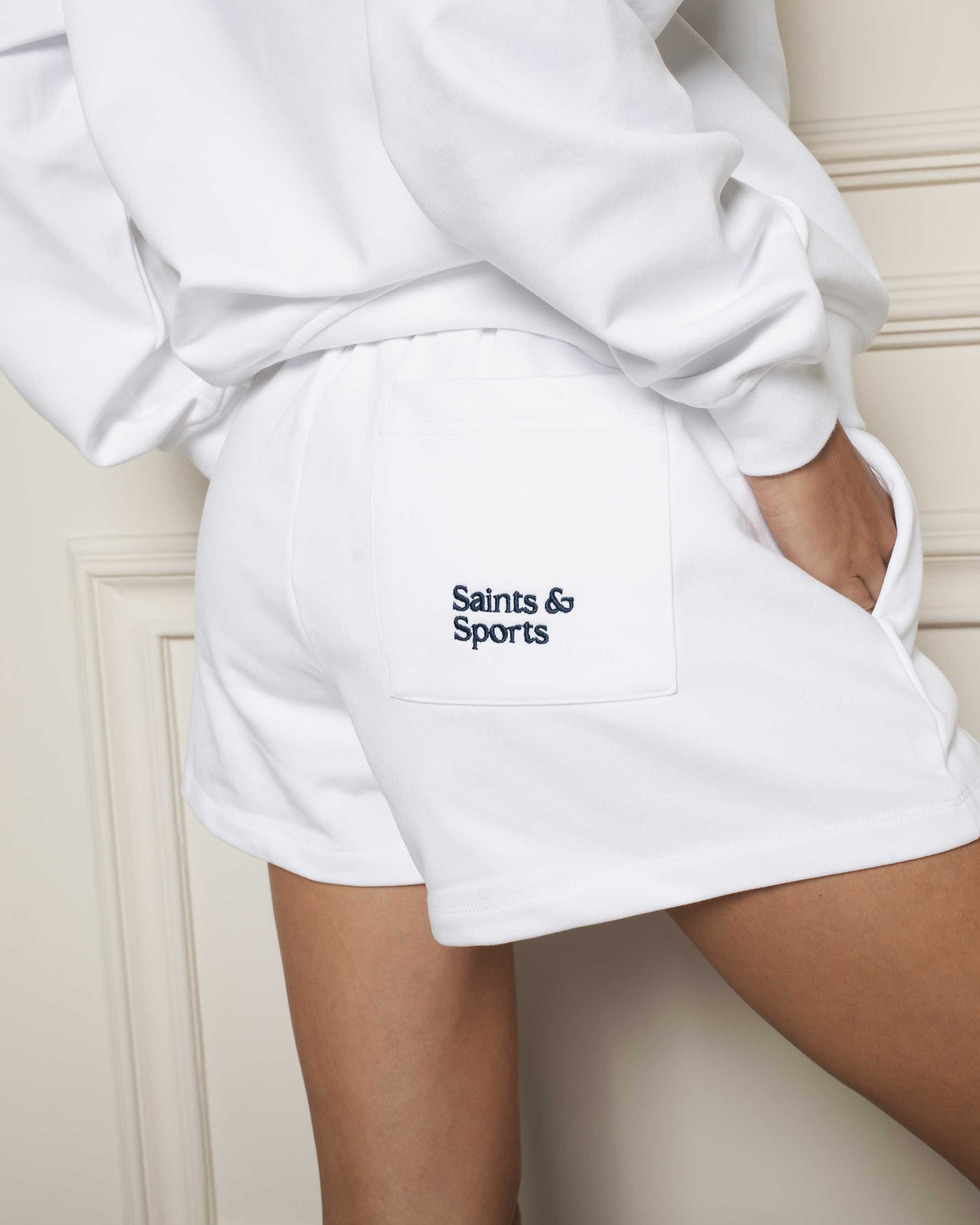 SaintsWeight™ 450 Lounge Shorts White (Model) - Saints & Sports