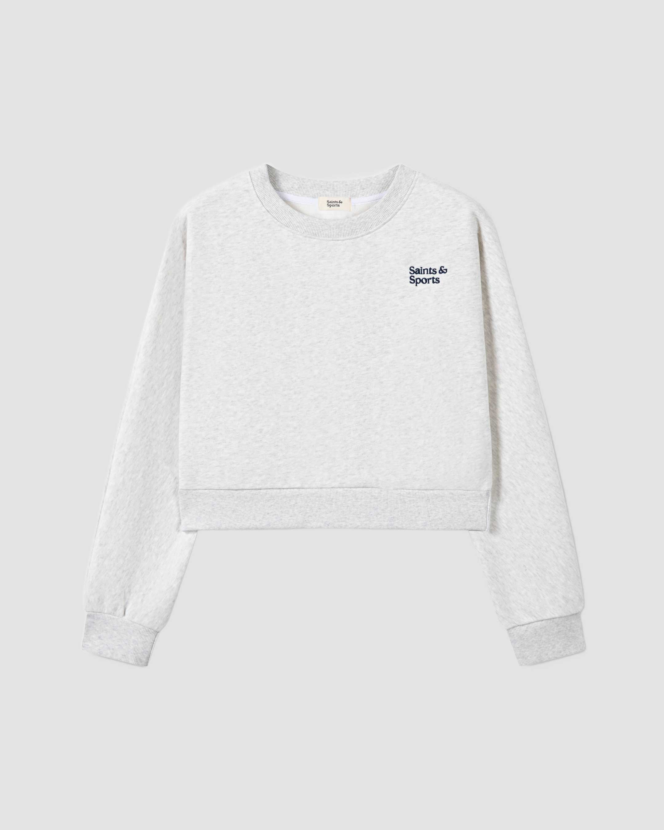Saintsweight 450 Cropped Sweater Heather Grey (Product) Front - Saints & Sports